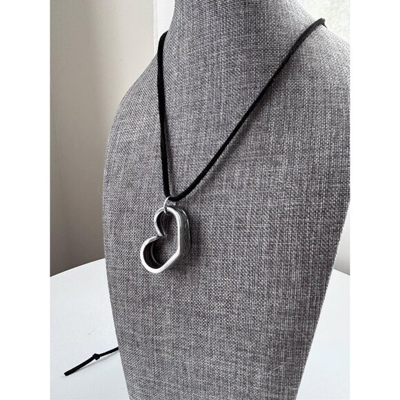 Handmade Floral Print Spoon Heart Pendant Necklace: Silvetware Jewelry - Picture 1 of 9